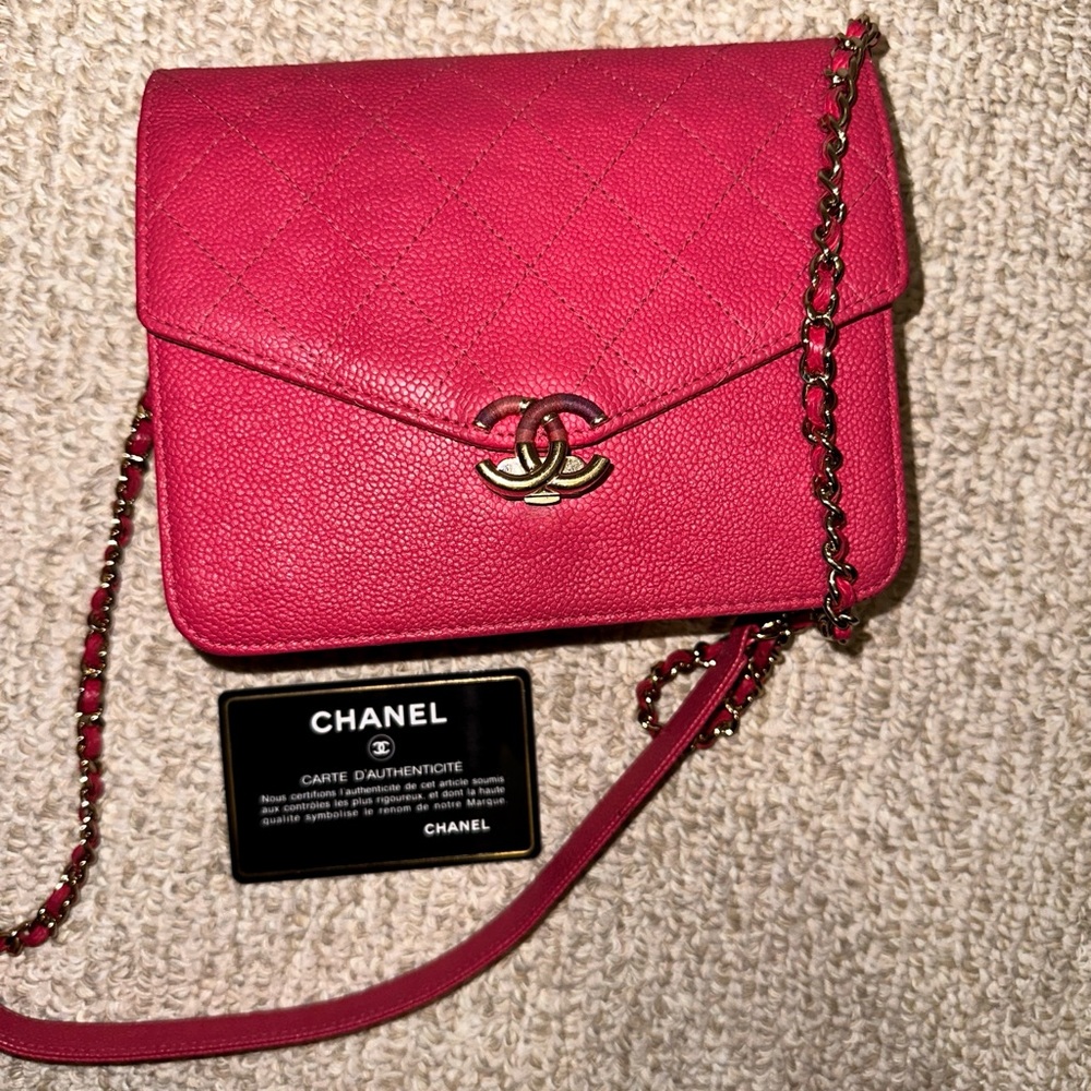 Chanel Thread Around Square Quilted Grained Calfskin Leather Crossbody Bag
